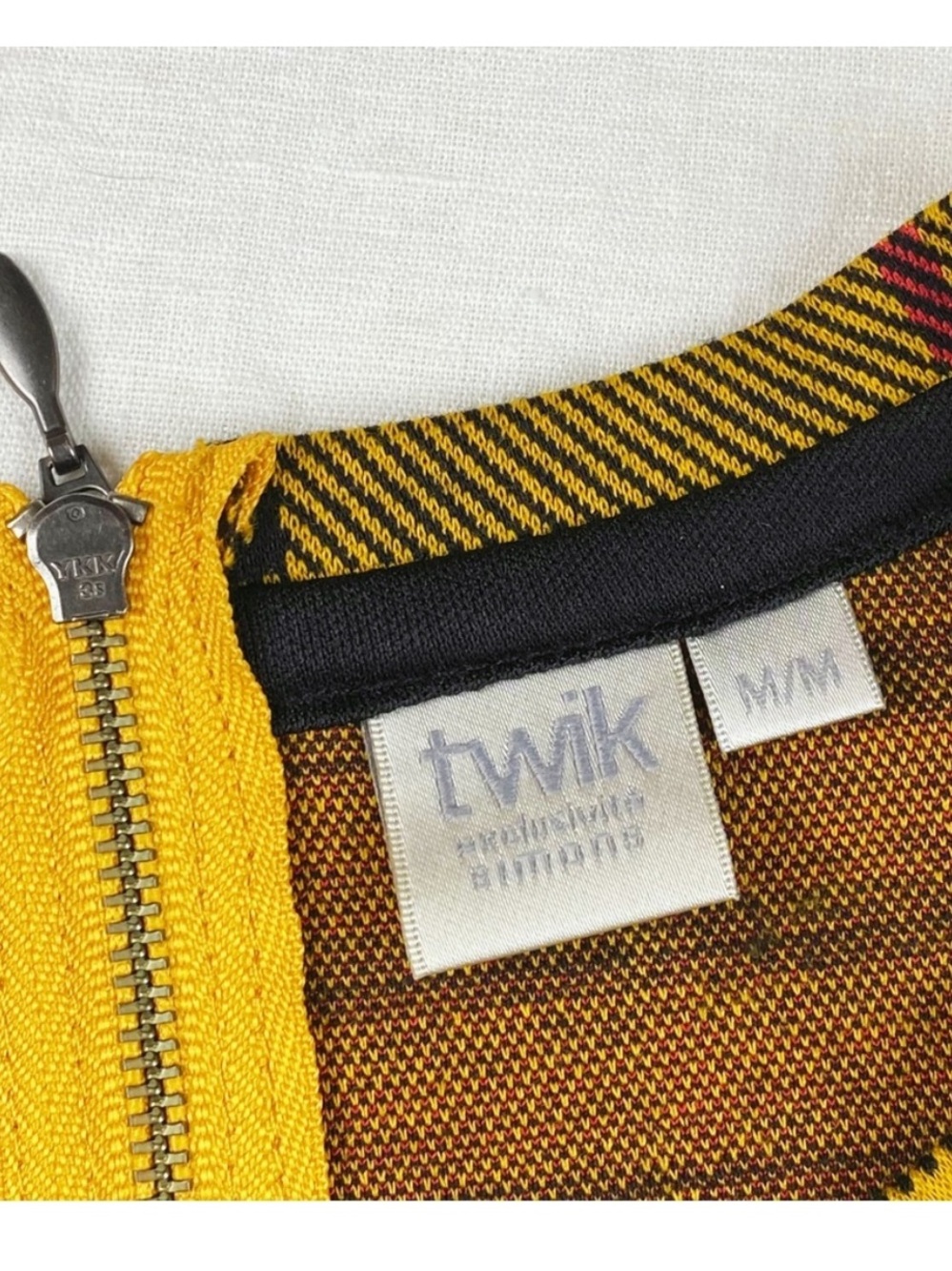 Twik Preppy novacheck plaid  tartan top- NWOT SzM- Mustard yellow-Clueless vibes - Picture 3 of 7
